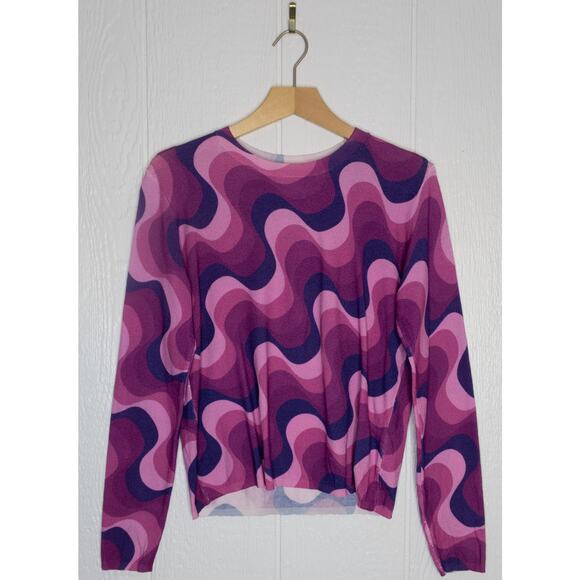 PRVLG THREADS OF PRIVILEGE Groovy Purple Squiggle Sweater US MEDIUM NWT - Picture 1 of 9